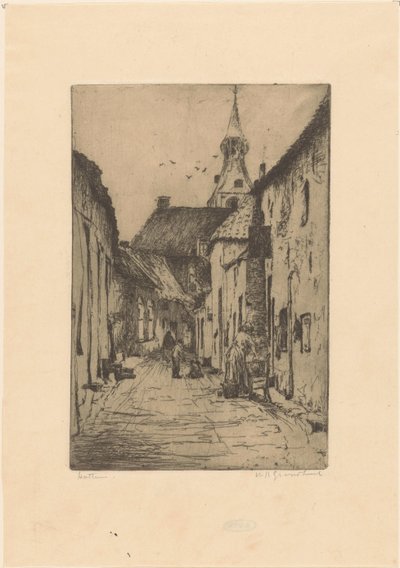 Hattem (nesne üzerindeki orijinal başlık) by Willem Adrianus Grondhout (signed by artist)