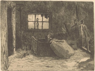Bir ahırın içi by Willem Adrianus Grondhout (signed by artist)