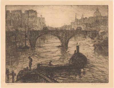 Londen (nesne üzerindeki orijinal başlık) by Willem Adrianus Grondhout (signed by artist)