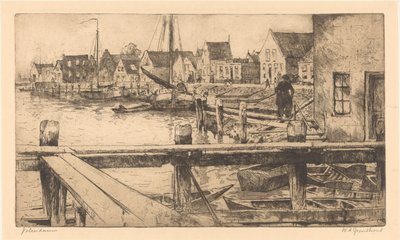 Volendam (nesne üzerindeki orijinal başlık) by Willem Adrianus Grondhout (signed by artist)
