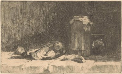 Meyve ve konserve şişesi ile natürmort by Willem Adrianus Grondhout