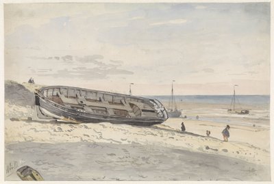 Sahilde tekneler by Willem Anthonie van Deventer