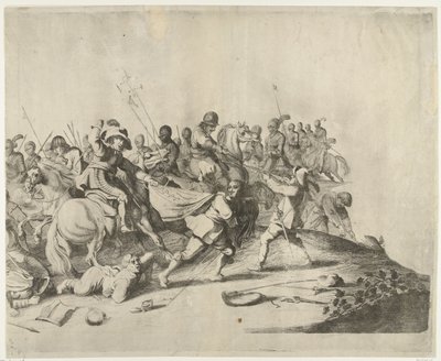 Atlılar ve piyadeler arasındaki savaş by Willem Basse