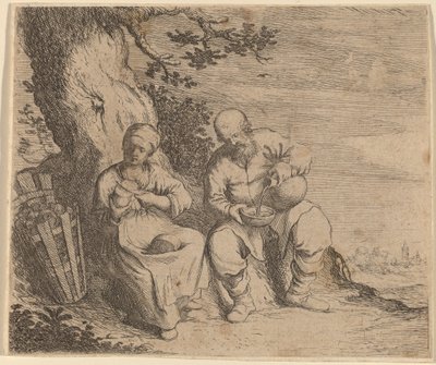 Bir Ağacın Altında Oturan Köylü Çift by Willem Basse