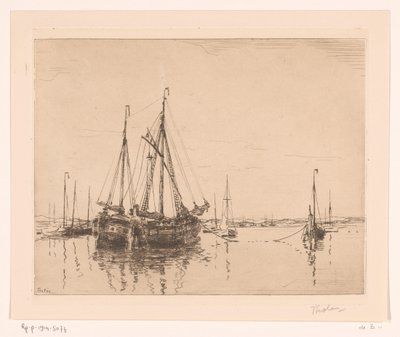 Demirli iki direkli liman Haven, Norderney (orijinal başlık) by Willem Bastiaan Tholen (signed by artist)