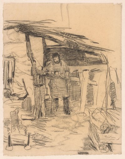 Bir kulübe için bir iskelet yapan marangoz by Willem Bastiaan Tholen