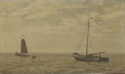 Balıkçı tekneleri ile deniz manzarası by Willem Bastiaan Tholen