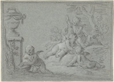 Vazolu bir manzarada putti by Willem Bilderdijk