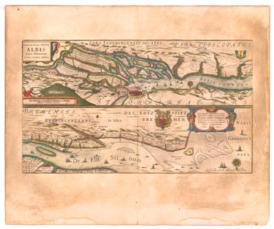 Celeberrimi Fluvii Albis nova delineatio (Çok ünlü Elbe Nehri yeni tanımlandı.) by Willem Blaeu
