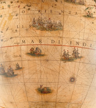 Büyük kütüphane küresi çifti, karasal 1645/48, c.1630'dan sonra göksel by Willem Blaeu