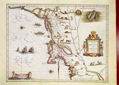 Nova Belgica veya New Belgium ve Willem Janszoon Blaeu tarafından Anglia Nova veya New England haritası by Willem Blaeu