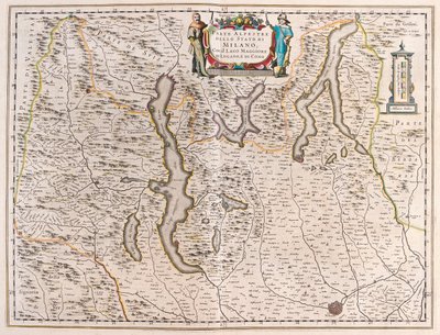 Milano, göllerle birlikte: Maggiore, Lugano ve Como, İtalya-İsviçre - Willem Blaeu