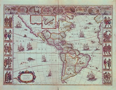Güney Amerika haritasını gösteren levha by Willem Blaeu
