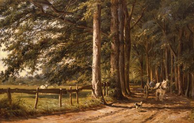 Bir ülke şeridinde at arabası, 19. yüzyıl by Willem Carel Nakken
