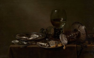 İstiridye, Gümüş Tazza ve Züccaciye ile Natürmort, 1635. by Willem Claesz. Heda