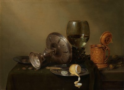 Yaldızlı bir Bira Tankard ile natürmort by Willem Claesz. Heda