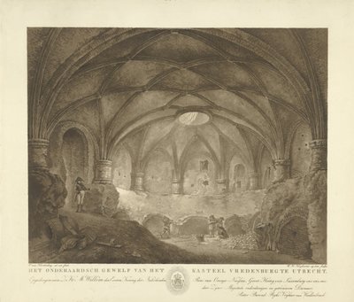 Vredenburg kalesinin mahzeni Utrecht'teki Vredenburg kalesinin yeraltı mahzeni (nesnedeki başlık) by Willem Hendrik Hoogkamer
