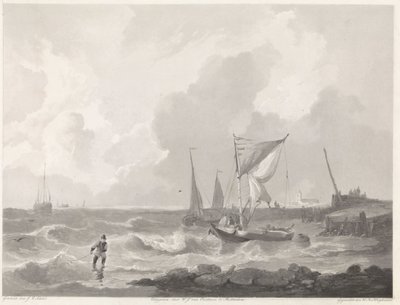 Bir liman başında balıkçı tekneleri by Willem Hendrik Hoogkamer