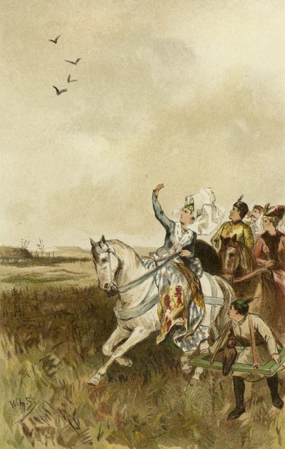 Jacqueline, Hainaut Kontesi şahinlerle avlanıyor by Willem II Steelink
