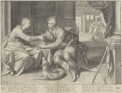 Esav doğuştan hakkını Yakup'a satıyor by Willem Isaacsz. van Swanenburg