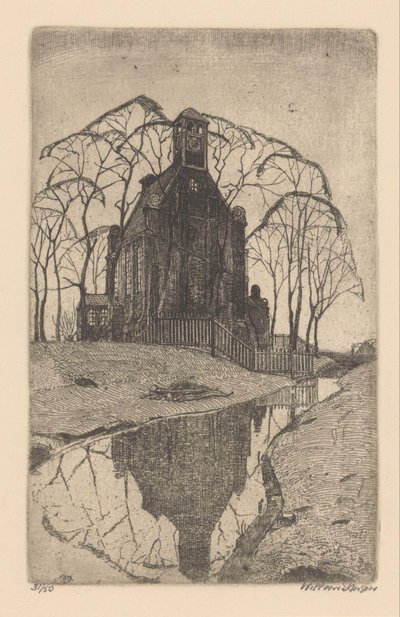 köy kilisesi by Willem Jansen (graveur) (signed by artist)