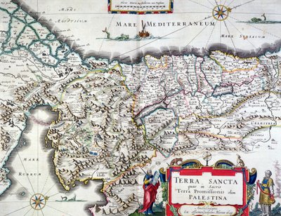Amsterdam'da yayınlanan Kutsal Topraklar Haritası, 1629 (renkli gravür) by Willem Janszoon Blaeu