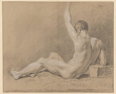 oturan erkek çıplak, arkadan bakıldığında (1.lik ödülü 1769) by Willem Joseph Laquy