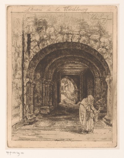 Eisenach L'entrée de la Warthbourg'daki Wartburg'un giriş kapısı (nesnedeki başlık) by Willem Linnig (II)