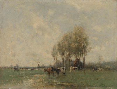 İneklerin bulunduğu çayır by Willem Maris
