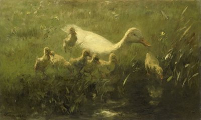 Yavrulu beyaz ördek by Willem Maris