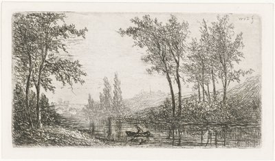 Bir tekne ile nehir manzarası by Willem Matthias Jan van Dielen