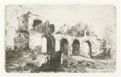 Harabe ile Güney Manzarası ve Sığır ile Çoban by Willem Matthias Jan van Dielen