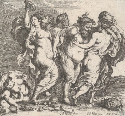 Sarhoş Silenus, periler ve satirler eşliğinde, 1632. by Willem Panneels