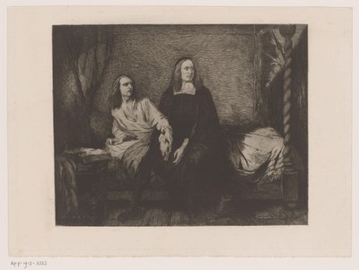Hapishane kapısında bir yatakta oturan de Witt kardeşler by Willem Philip van der Veken (attributed to)