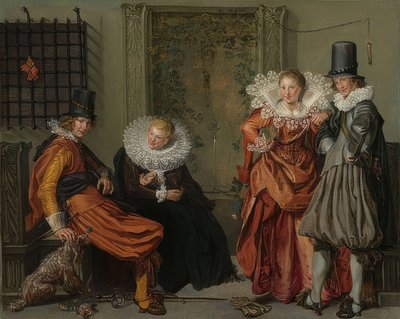 Zarif çift birbirlerine kur yapıyor. 1616-20 civarında by Willem Pietersz Buytewech