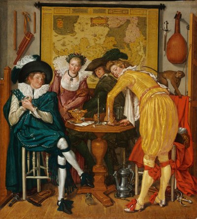Neşeli şirket - Buytechech, Willem Pietersz. (1591 / 92-1624) - 1620 - Tuval üzerine yağlı boya - 72.6x65,4 - Szepmuveszeti Müzesi, Budapeşte by Willem Pietersz Buytewech