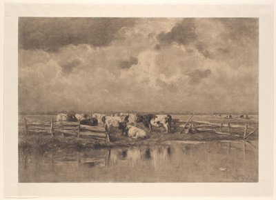 Schie üzerinde süt viraj by Willem Roelofs (I) (signed by artist)