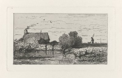 Su üzerinde bir çiftliğin görünümü by Willem Roelofs (I)