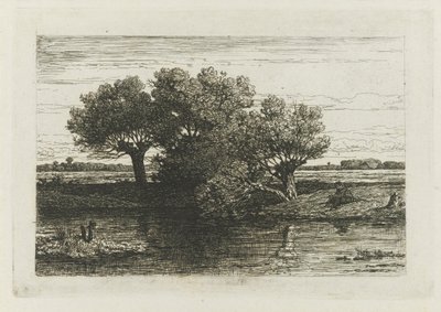 Pollard söğütlerinde balıkçı by Willem Roelofs (I)