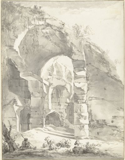 Solda koyunlu bir çobanla harap by Willem Romeyn