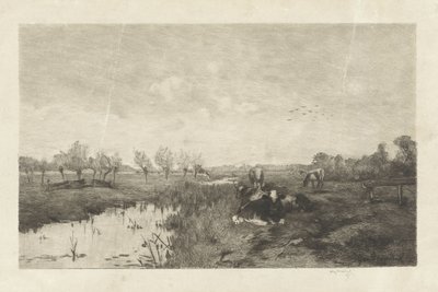 İnekler ile polder manzara by Willem Steelink (II)