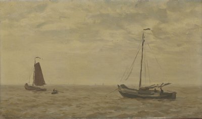 Balıkçı tekneleri ile deniz manzarası by Willem Tholen