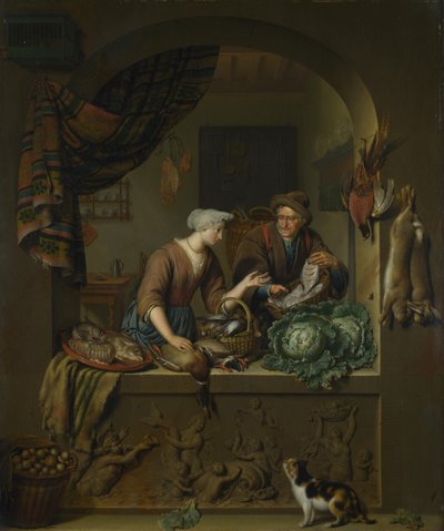 Mutfakta Bir Kadın ve Bir Balıkçı, 1713 by Willem Van Mieris