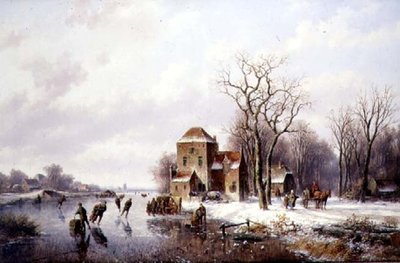 Pistte Atlı Arabalı Kış Manzarası (tuval üzerine yağlı boya) by Willem Vester