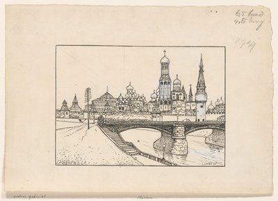 Moskova'da Kremlin'in görünümü by Ludwig Willem Reymert Wenckebach