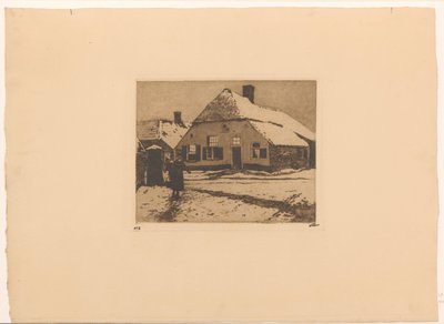 Ede'de bir yolda karla kaplı evler by Willem Witsen (signed by artist)