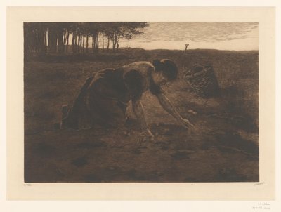 diz çökmüş patates hasat makinesi by Willem Witsen (signed by artist)