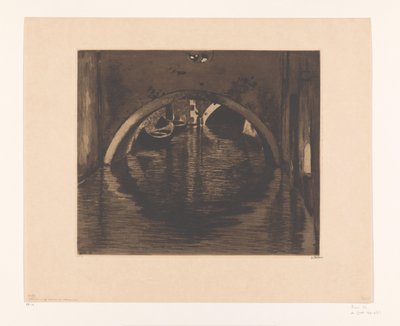 İki kayıklı bir köprünün altından manzara Köprünün altında, Venedik (orijinal başlık) by Willem Witsen (signed by artist)