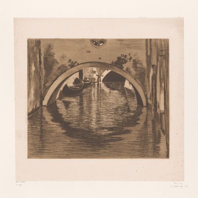 İki kayıklı bir köprünün altından manzara Köprünün altında, Venedik (orijinal başlık) by Willem Witsen (signed by artist)