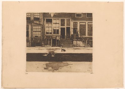 Amsterdam'daki kanal evlerinin görünümü by Willem Witsen (signed by artist)